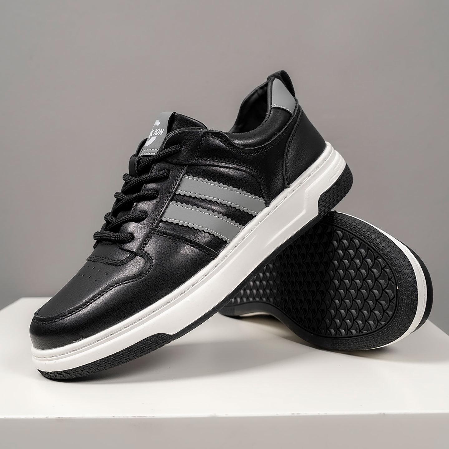 

Мужские спортивные туфли на плоской подошве из натуральной кожи - Осенняя мода, белые повседневные туфли, универсальный трендовый стиль Форреста Гампа 43 чёрный