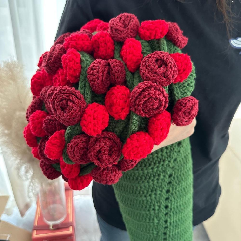 Green Rose Bouquet Blanket Fashion Rose Nap Blanket Knitted Flower Blanket  Mother's Day