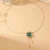 Elegant Shimmering Crystal Four-Leaf Clover Sweater Necklace