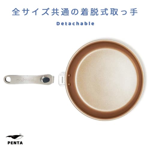 King's Frying Pan PENTA, PFOA and PFOS-Free, Safe and Secure, Gas/Induction Compatible, Non-Stick, Removable Handle, Healthy, Long-Lasting, Non-Stick