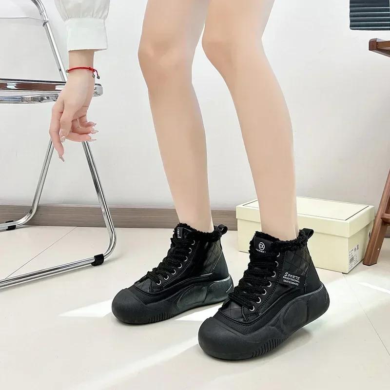 Fashion Snow Boots for Women In Winter, New Style with Added Fleece and Thick Warm Cotton Shoes, High Top Soft Soled Casual Sports Shoes