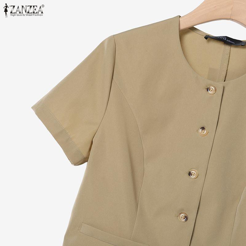 ZANZEA Women Short Sleeve Blouse and Skirts Summer Two Piece Suit Sets