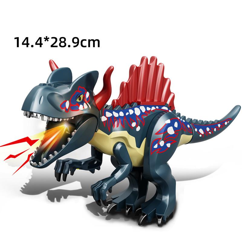 With Sound Assembled Building Blocks Dinosaur World T-Rex Velociraptor Triceratops Jurassic Animal Model Bricks Figure Toys Gift