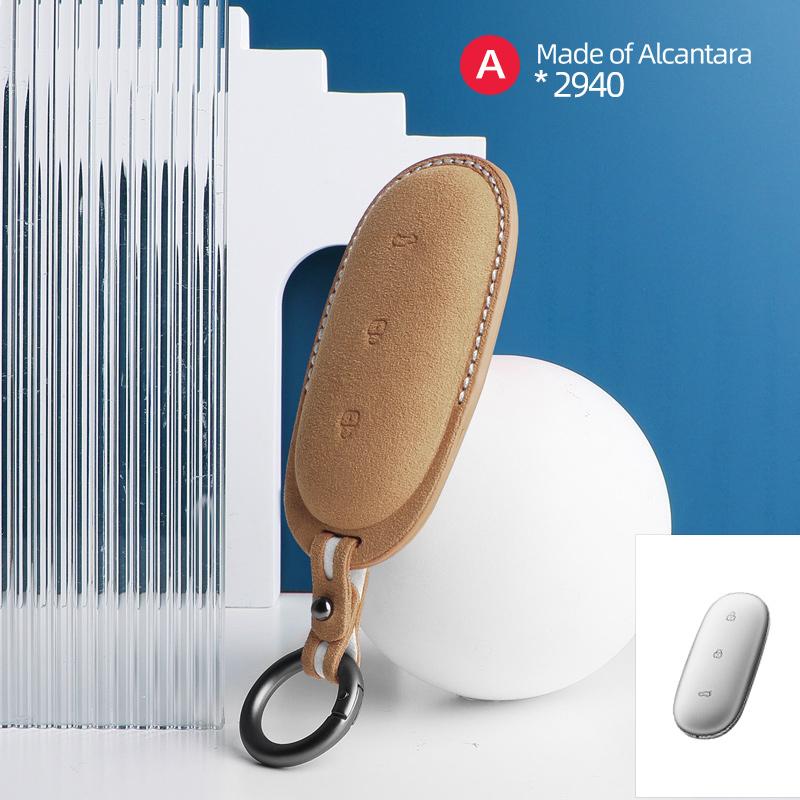 3 Buttons Car Remote Key Case Cover for LEADING IDEAL for LiXiang L9 L8 L7 Suede Car Key Shell Fob Protector Bag