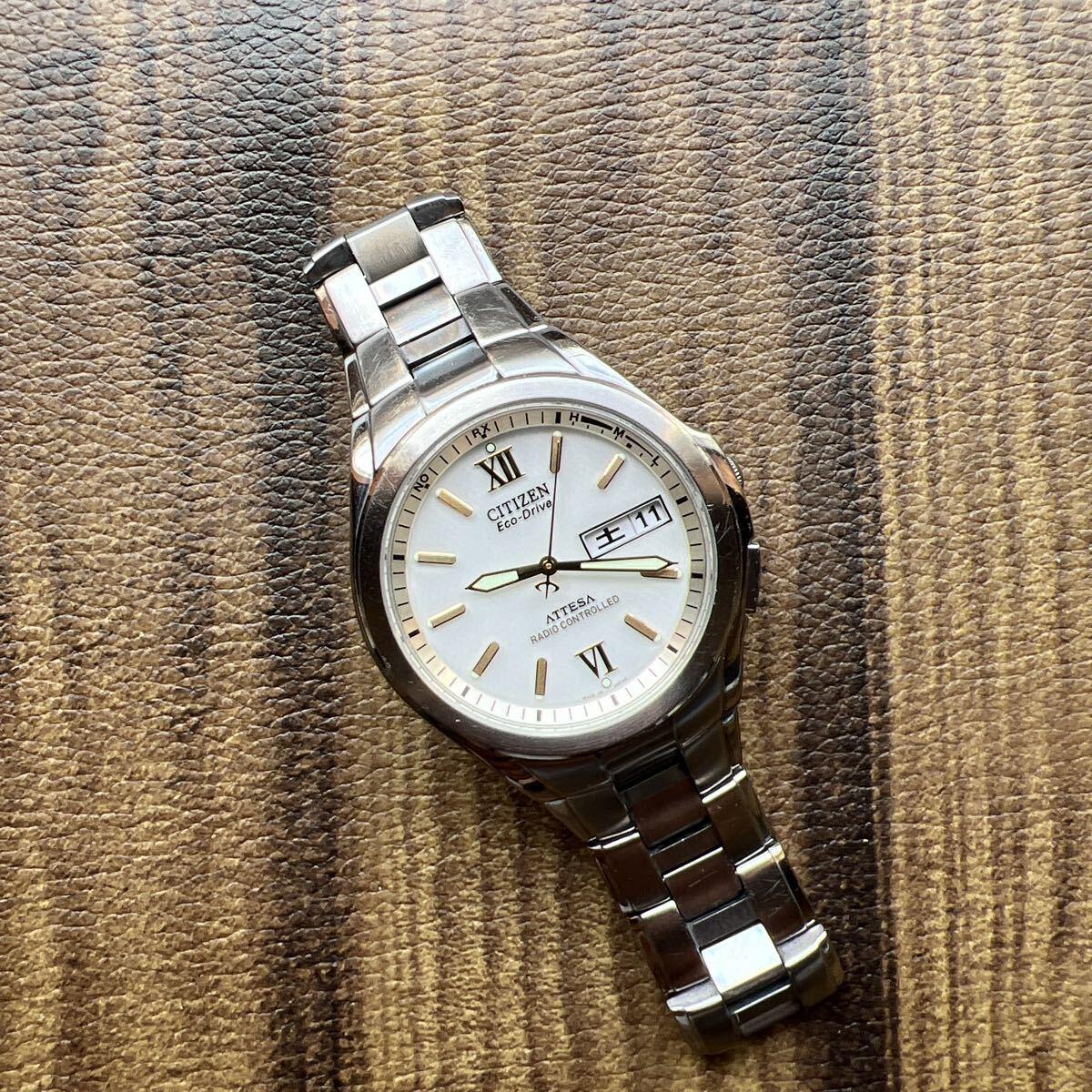 Used CITIZEN Citizen ATESSA Eco Drive Radio Solar Operating Item ATD53-2791 Men s Watch