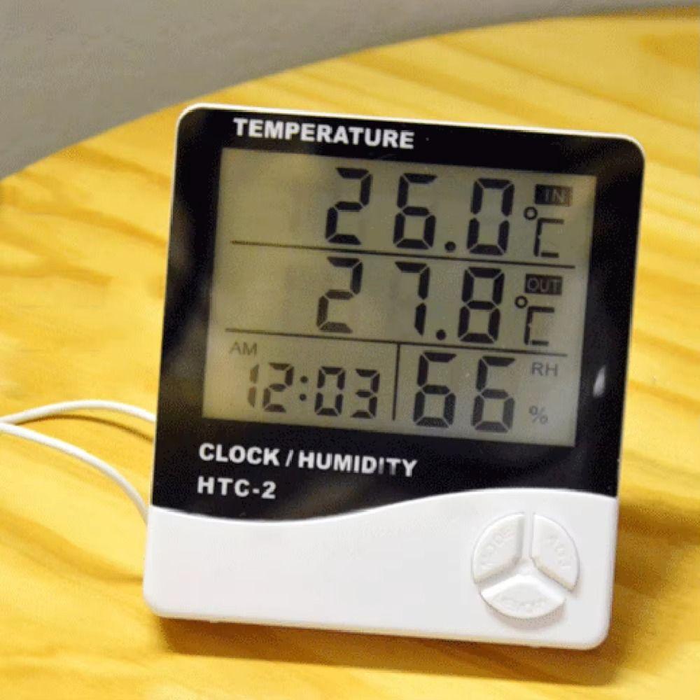 Hanging Desktop Table Clocks LCD Display Dual Temp Digital Humidity Monitor  Indoor Outdoor