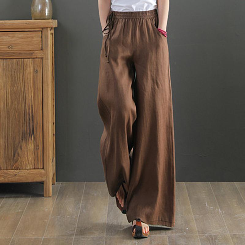 Sommer Locker Elastischer Bund Weites Bein Hosen Damen Casual