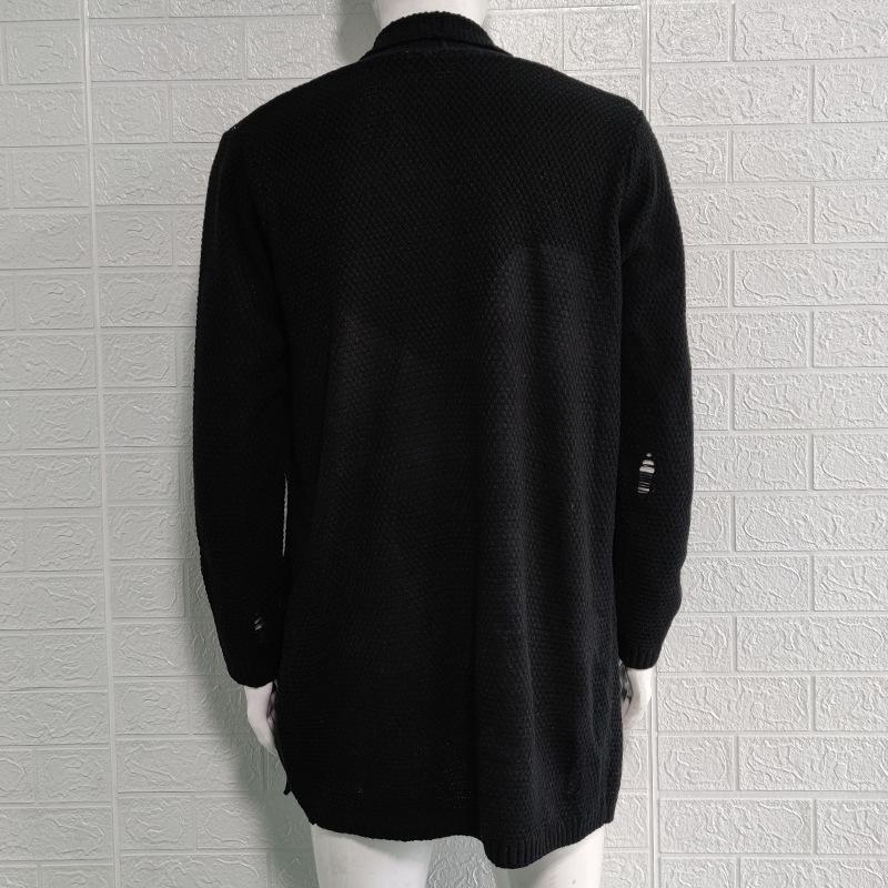 Autumn-Winter Men's Mid-length Loose Knit Cardigan - European & American Muscular Style Sweater
