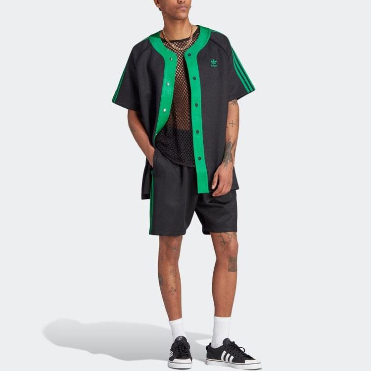 Adidas Originals Trefoil Three-Stripe Colorblock Logo Short Sleeve Shirt Men Tops Black II5782