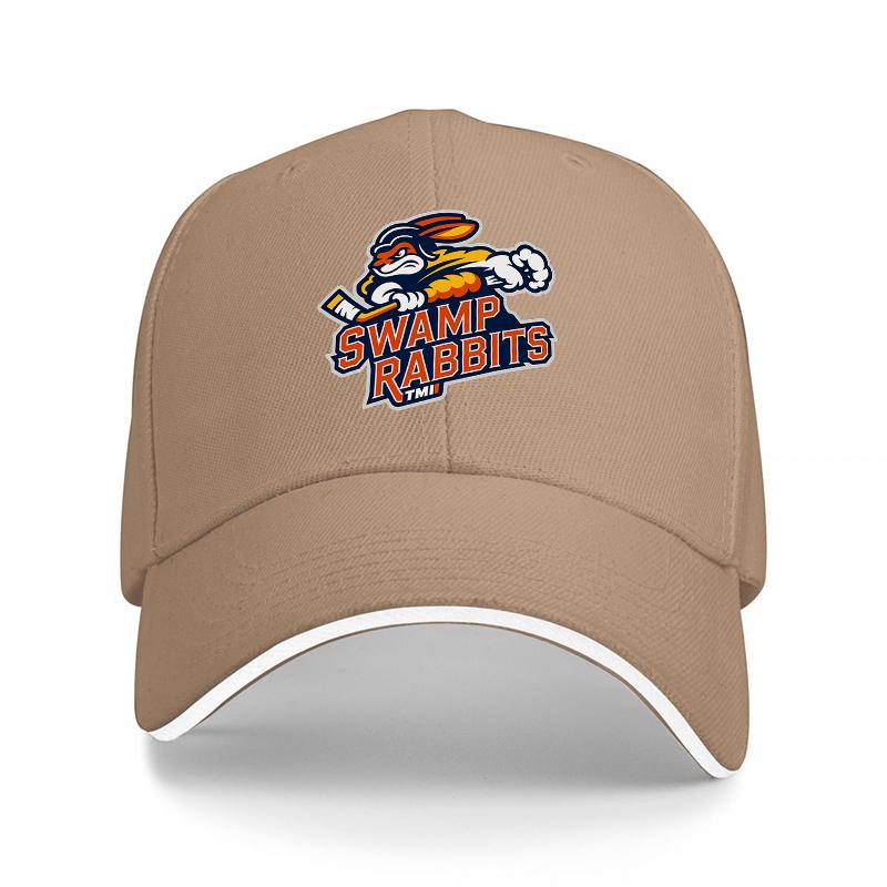 SWAMP RABBITS BASEBALLKAPPE SCHWARZ VERSTELLBARER SITZ TEAMLOGO BESTICKTE MÜTZE FÜR Unisex UND Frauen SPORTFAN ACCESSOIRE