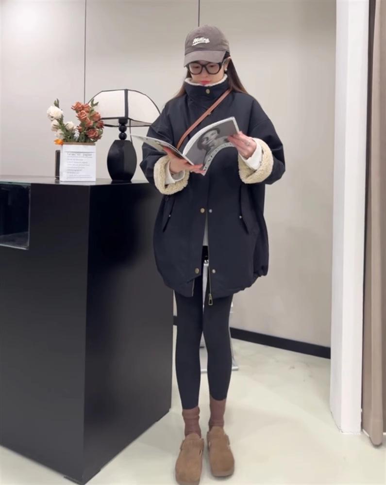 Women's Fleece-Lined Lambswool Parka with Stand-Up Collar - European Style 2024 Autumn/Winter