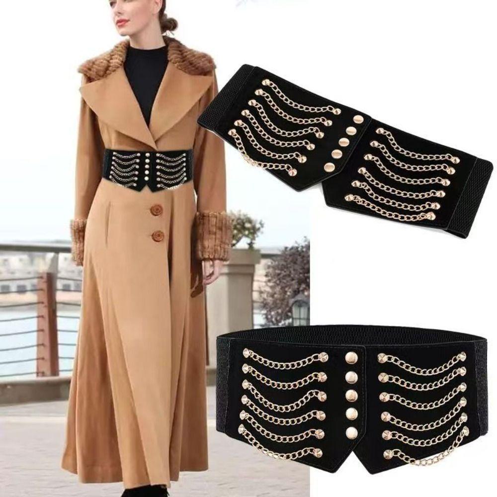 Stretchy Elastic Slimming Body Waist Belts Wide Lace Women's Cummerbunds Versatile Dress