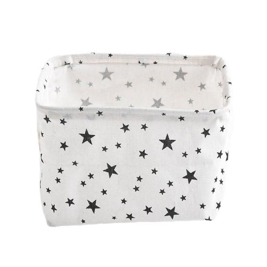 Foldable Storage Basket with Handles Waterproof Large Capacity Cotton Linen Printed