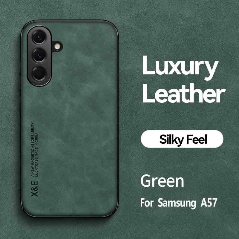 Funda For Samsung Galaxy A17 A27 A37 A57 5G Case Soft Silicone Car Holder Magnetic Leather Phone Cover For Galaxy A07 A 17 37 57