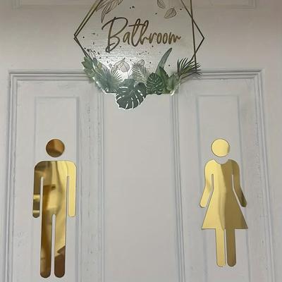 Toilettenaufkleber von selbstklebenden Badezimmerschildern - Toilettentüraufkleber für Herren und Damen, Büro-Geschäftsdekoration