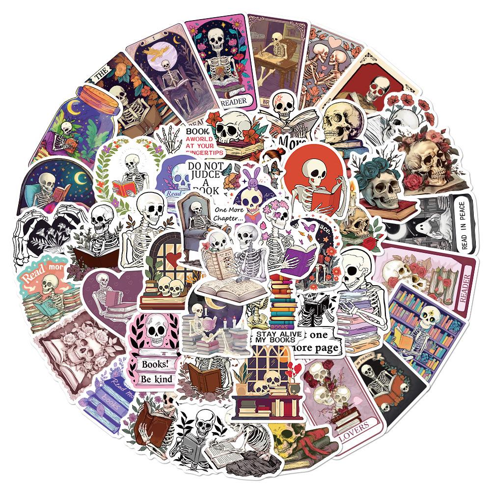 10/30/50pcs Dark Romance Skull Bookish Stickers Aesthetic Death Reading Decals DIY Luggage Laptop Waterproof Graffiti Sticker