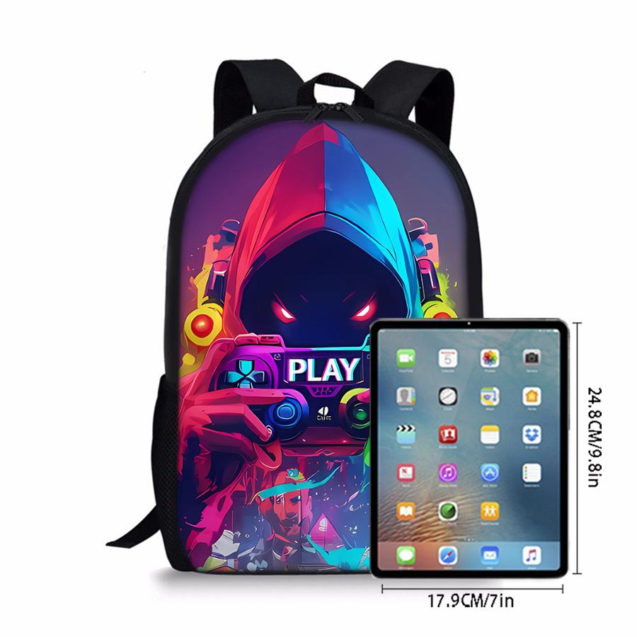 Cooles GamePad Einlagiger Rucksack Für Jungen/Mädchen Kinder Beste Geschenke 2D Flache Cartoon-Schulranzen für Schüler