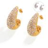 European Style Water Drop Rhinestone Earrings: Fashionable, Light Luxurious, Temperament Enhancing, 18K Gold-Plated Titanium Steel.