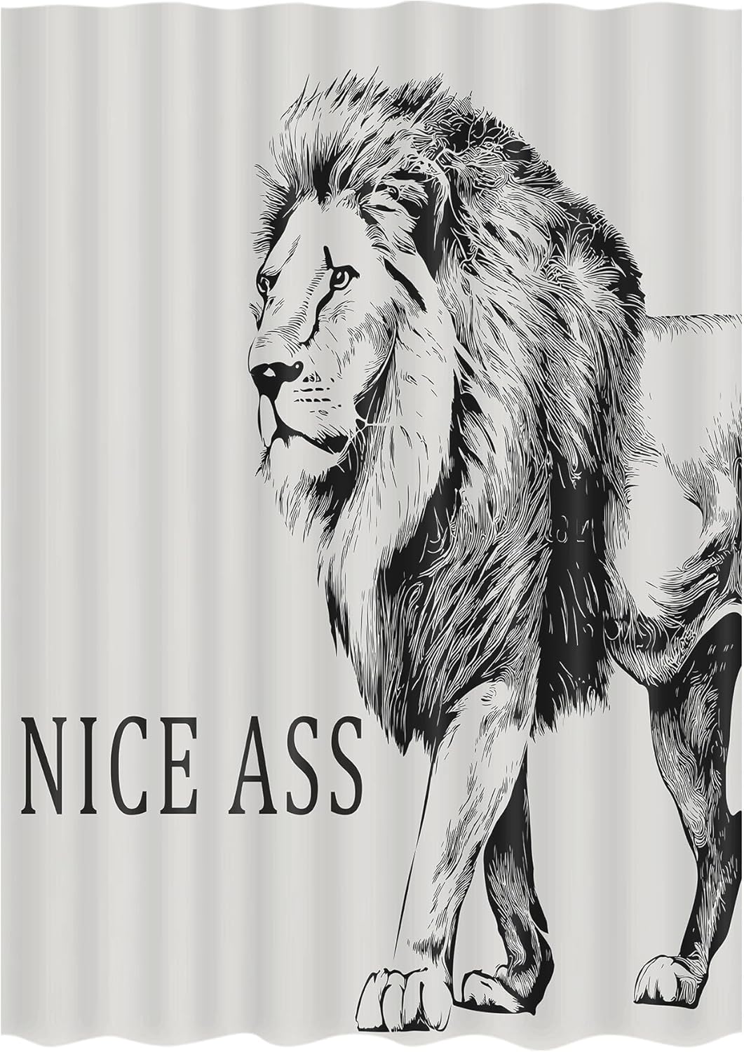 

Funny Lion Shower Curtain Rustic Farmhouse Bathroom Shower Curtains Black And White Cute Animal Modern Polyester Fabric Large W60H190(CM)-1 Pcs