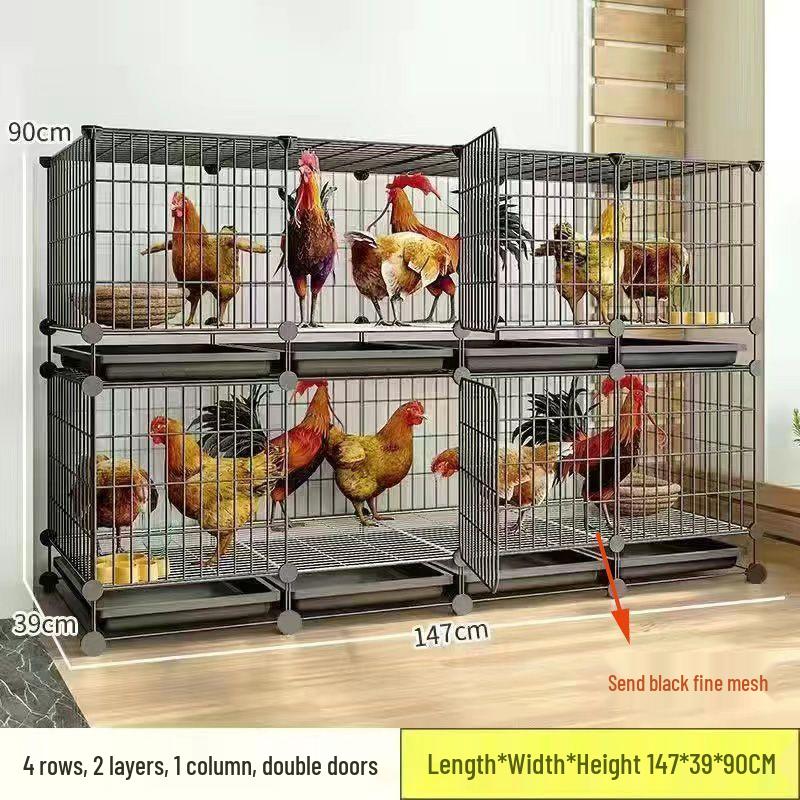 Large Iron Chicken Coop & Rabbit Cage for 20 Birds, 3-Layer, Indoor/Outdoor with Automatic Waste Cleaning