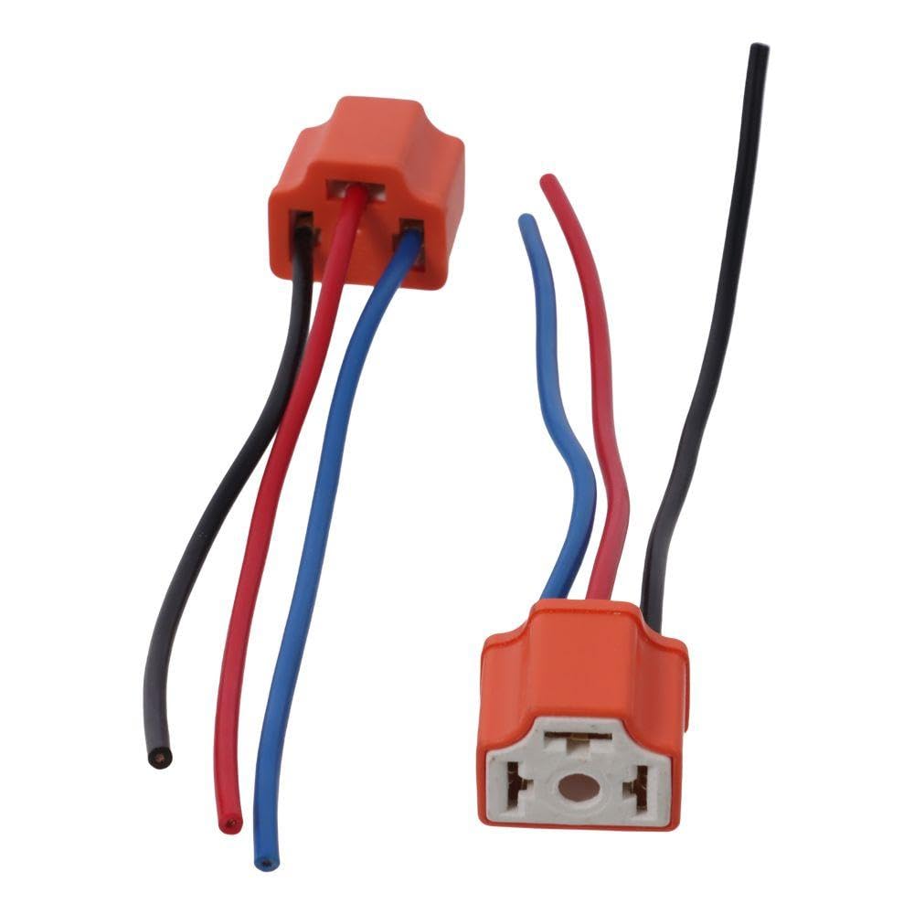 Qicarkey H4 Wiring Harness Headlight Socket 2 Pcs H4 Ceramic Rubber Metal Headlight Connector