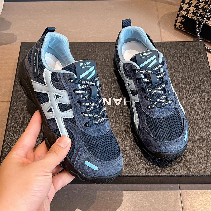 Thick-soled German Training Shoes Women's 2025 Autumn New Versatile Breathable Mesh Lightweight Forrest Gump White Shoes Casual Sports Shoes
