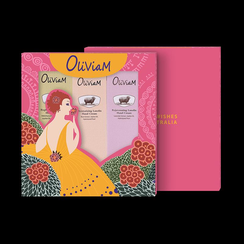 OLIVIAM Flower Fairy Hand Cream Trio Set (Rose, Chamomile, Lavender)