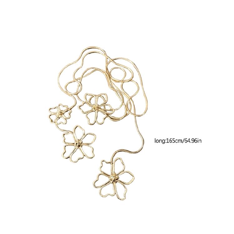 Sophisticated Hollow Petal Pendant Long Necklace Elegant Metal Necklace Suitable for Various Outfits