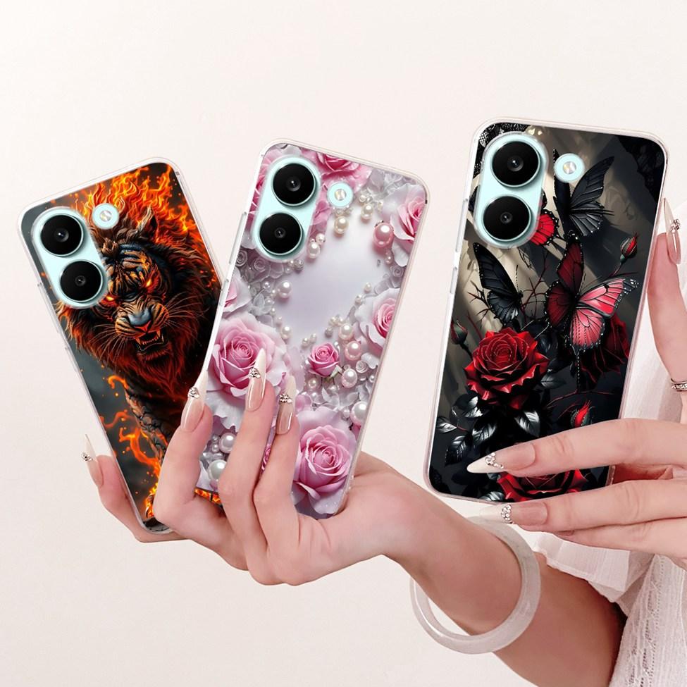 6.59'' Case For Xiaomi Poco X8 Pro 5G Cover Transparent Fashion Flowers Cute Cat Cool Painted Soft Casing 2511FPC34G