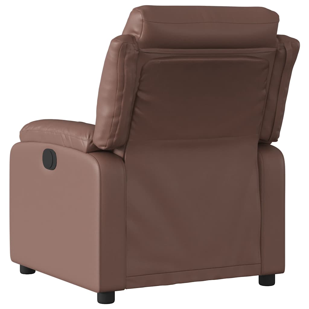 Electric Recliner Chair Brown Faux Leather
