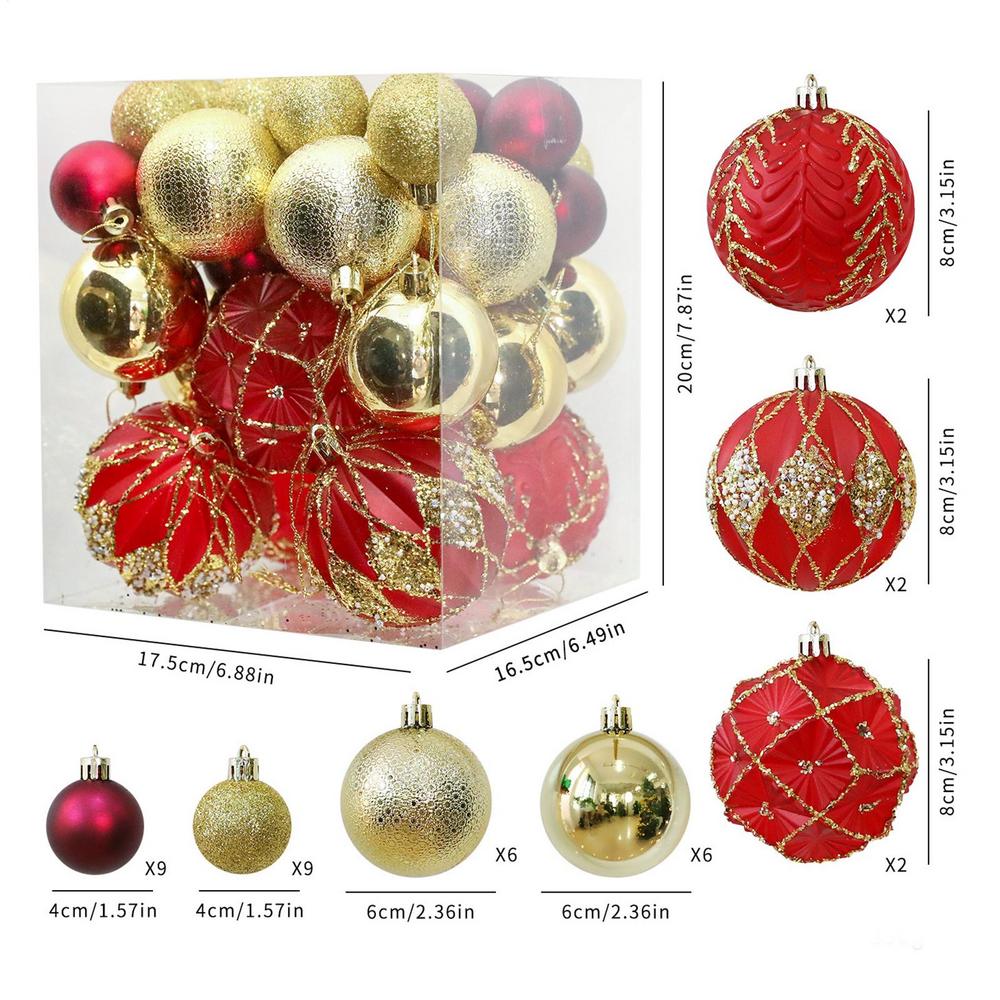 

36Pcs/set Colorful Christmas Baubles Pendant Shatterproof Christmas Tree Hanging Balls New Year Home Decorations Gift