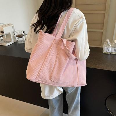 Large Capacity Corduroy Shoulder Bag Casual Crossbody Bag Temperament Canvas Tote Bag  Women