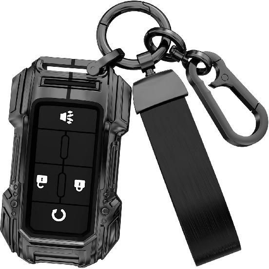 

4 Button Fit for Chevy Key Fob Cover for Silverado Colorado GMC Sierra 1500 2500 3500 HD Canyon 2014 2015 2016 2017 2018 2019 2020 2021