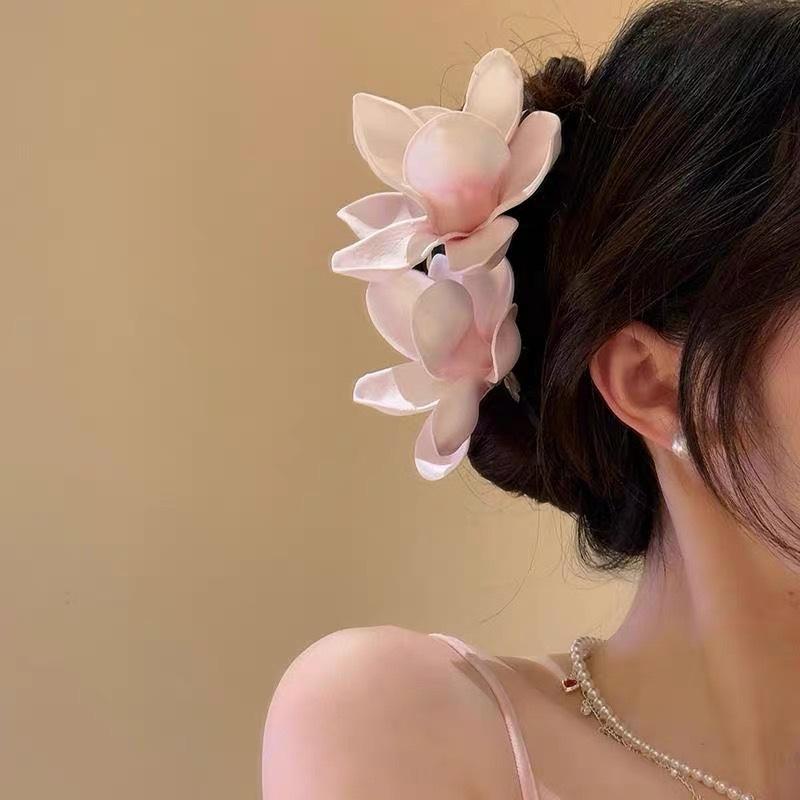 Large Orchid Flower Hair Claw Women Wedding Hair Clip Crab Girls Ponytail Shark Clip Headwear Hair Accessories