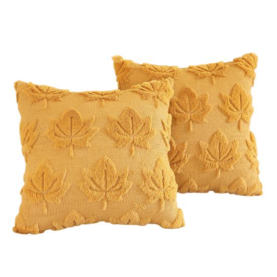 Autumn Pillow Cover Plush Faux Fur Pillowcase with 3D Leaf Art Farmhouse Bohemian Style Invisible Zipper Pillow Case