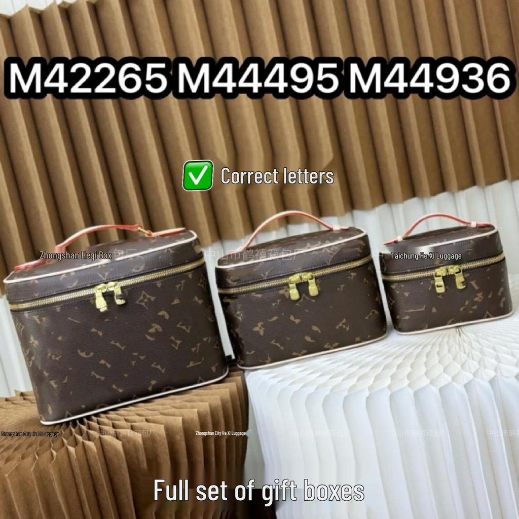 Sminkväska för kvinnor i äkta läder med stor kapacitet, crossbody-axelväska med presentförpackning