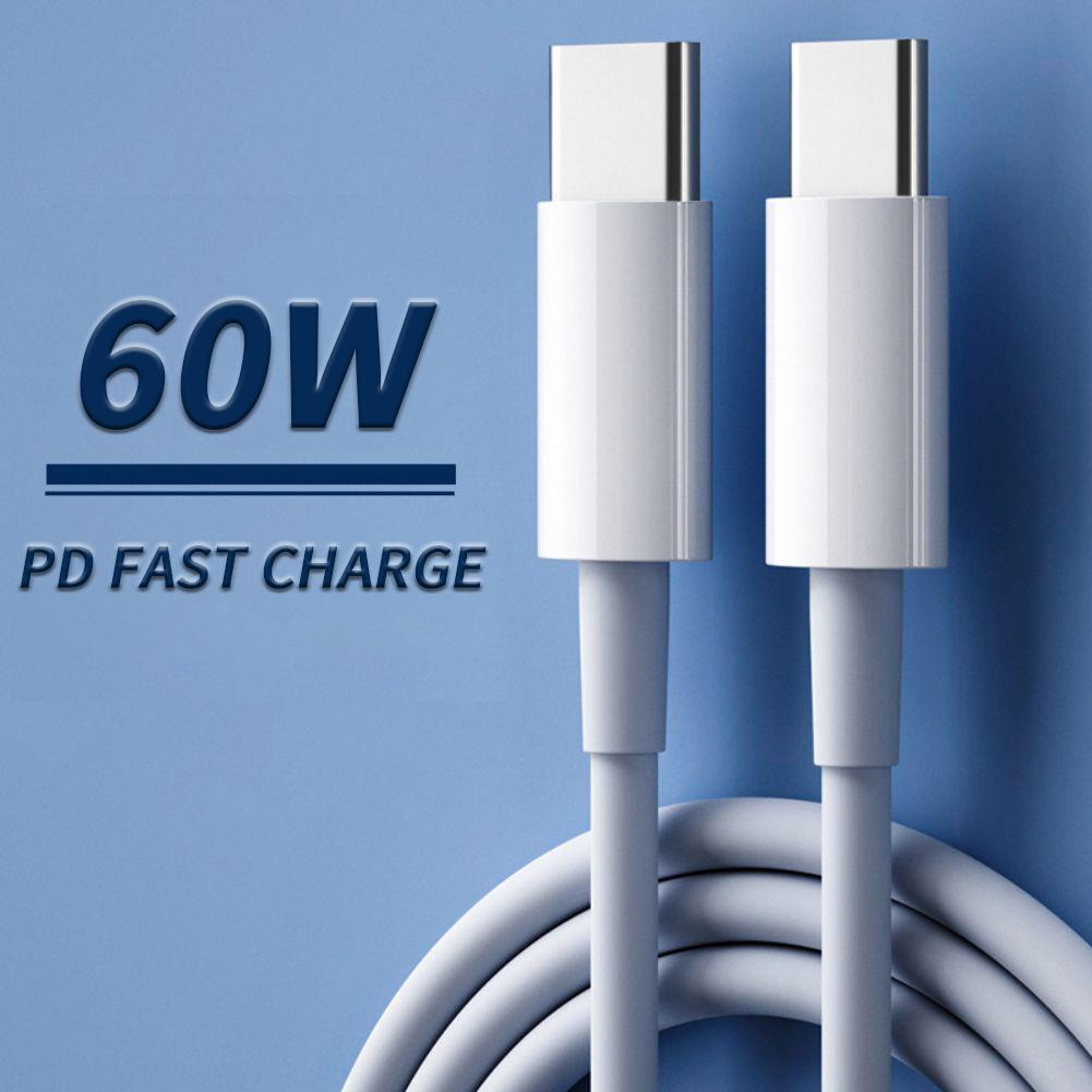 Dual USB Type C Cable 60W PD Fast Charging Cable Dual Plug Type C Charging Cable For Smartphones Tablet Laptop