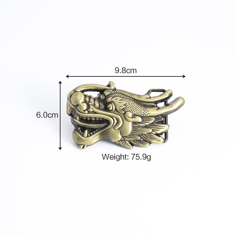 Zinc Alloy Men's Chinese Dragon Belt Buckle – Trendy Smooth Snap Design