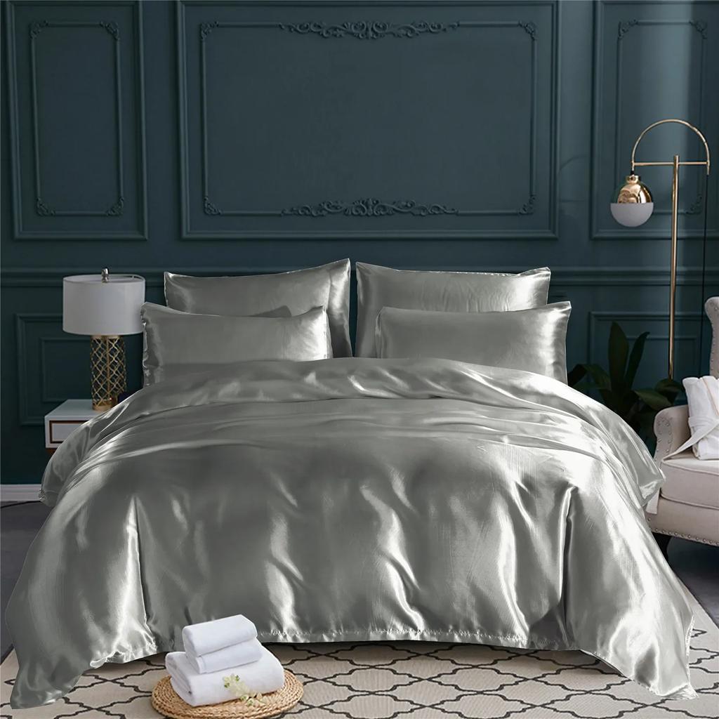 Luxury Different Color Bed Set Simple Style Duvet Cover Pillowcase Bedding Set  Flat Bed Sheet Quilt Cover Twin Queen King Size