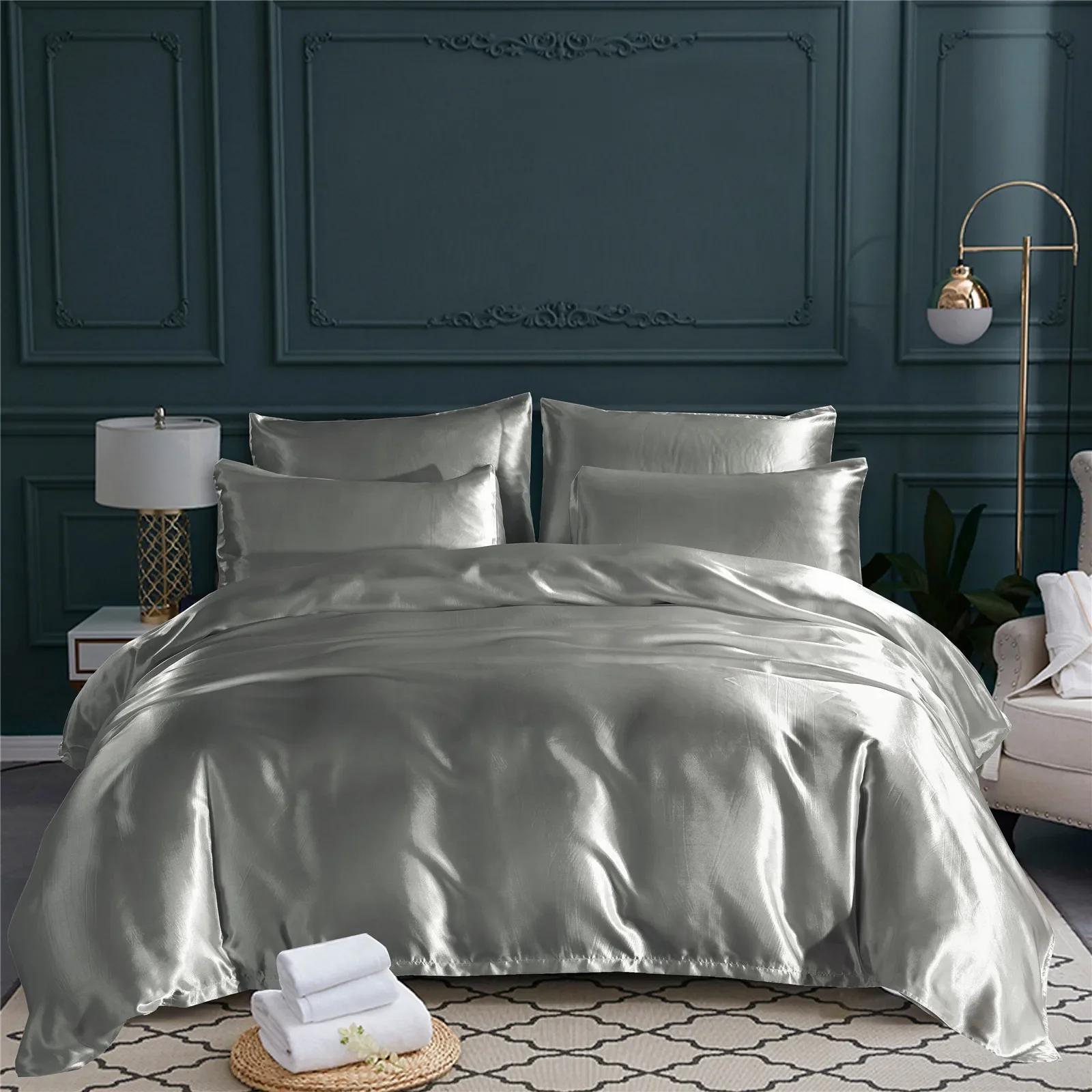 

Luxury Different Color Bed Set Simple Style Duvet Cover Pillowcase Bedding Set Flat Bed Sheet Quilt Cover Twin Queen King Size UK Single