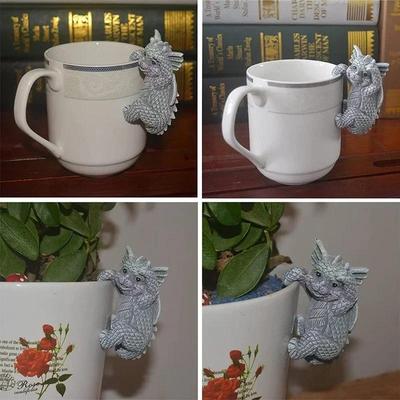 Figurines de dinosaures en résine, 1 pièce, tasse suspendue, modèle dragon, accessoires, résistant aux intempéries, décoration de pot de fleurs pour la maison et le bureau