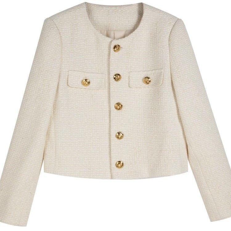 High-End Coco Style Round Neck Tweed Jacket for Women
