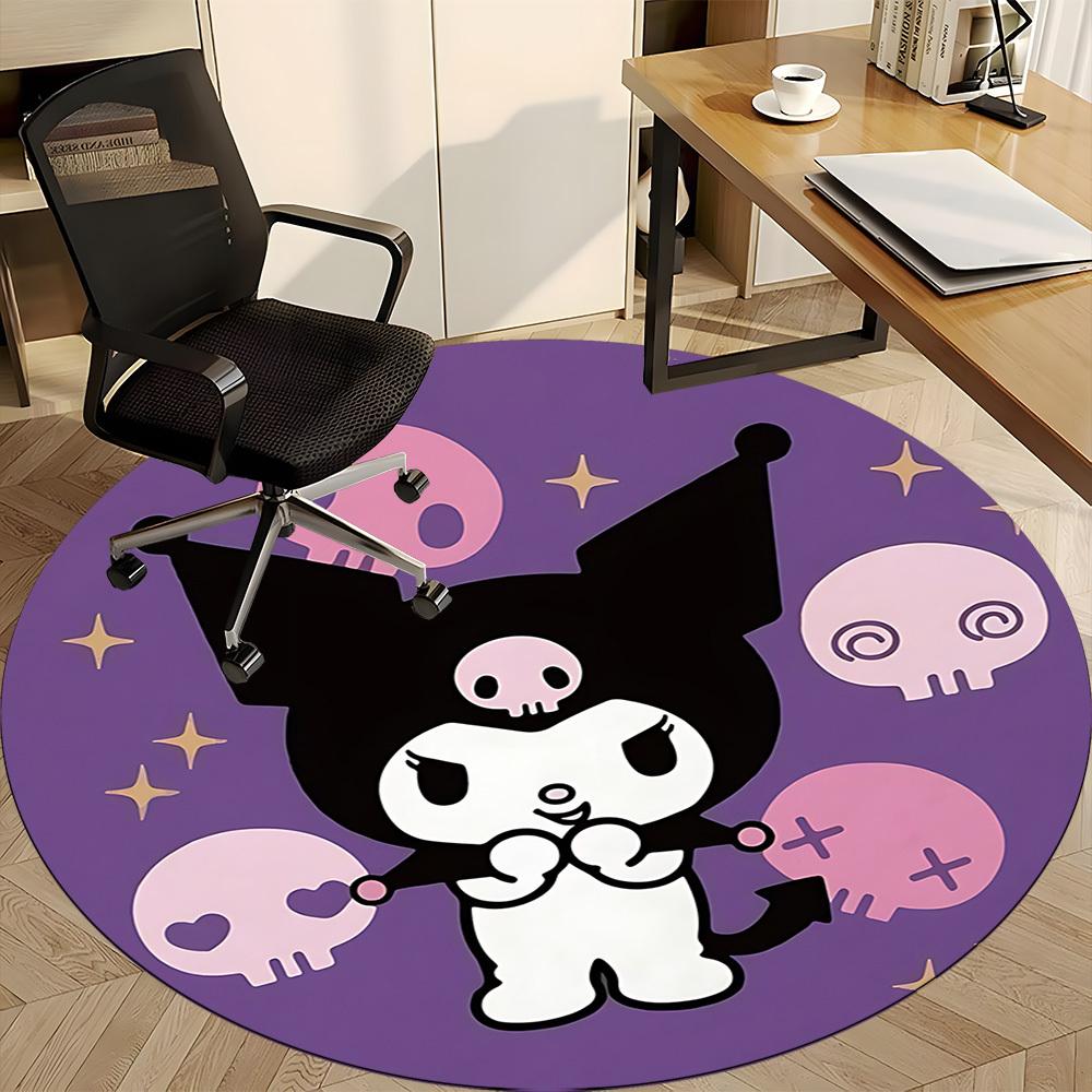 1pc Kuromi, Sanrio Carpet, Round Non-Slip Durable Large Size Office Carpet, Suitable for Office,yy250908004