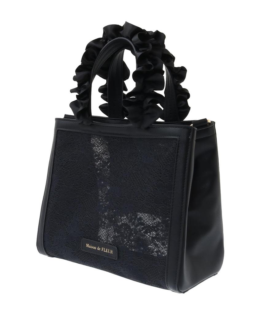 Maison de Fleur Damen Netz-Spitze 2-Wege-Tragetasche, Schwarz