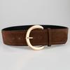 Retro Luxury Design Suede Leather Wide Belt Trendy Casual Pin Buckle Waistband Versatile Trouser Dress Belts For Women