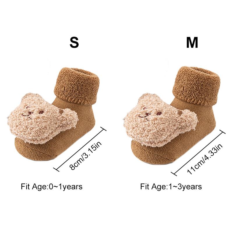1Pair Middle Tube Socks Winter Cotton Cute Thick Boy Bear Baby Socks Girls Anti Slip Soled Toddler Floor Socks Soft