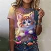 Summer Fashion Women's T-Shirts 3d Cute Cat Print Harajuku T-Shirt Short Sleeve Casual Kawaii Girls Tee Oversized Woman Clothing