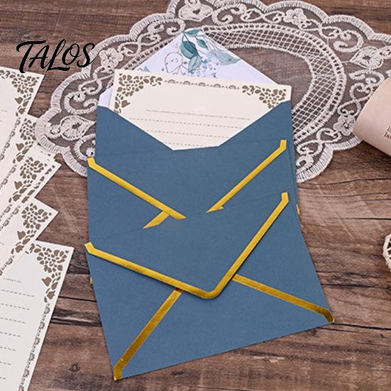 Western Style Envelopes 5Pcs with Gold Foil Trim, Offset Paper Invitation Handmade Cultural Creation Supplies for Wedding, Greeting Cards, Business
