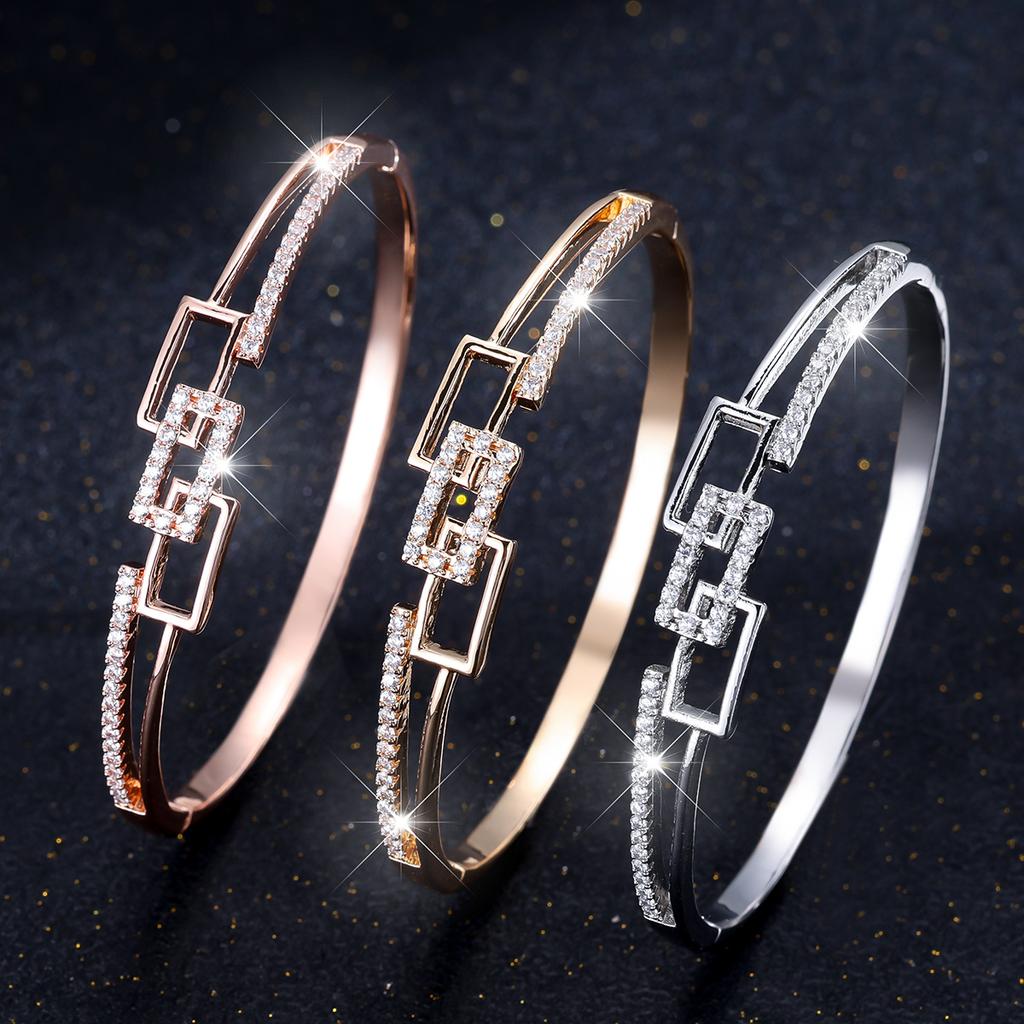 European and American Retro Style Geometric Cross Rectangular Stone Bracelet Women's Trendy Exquisite Bracelet