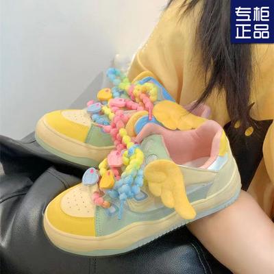 Color Dopamine Skateboard Shoes Maillard Candy Shoes Female Autumn Students School Season Casual Shoes White Shoes